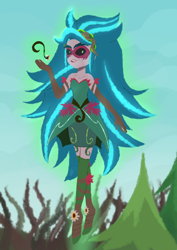 Size: 2150x3035 | Tagged: safe, artist:tigra0118, character:gloriosa daisy, equestria girls:legend of everfree, g4, my little pony: equestria girls, my little pony:equestria girls, clothing, dress, female, floating, gaea everfree, missing accessory, solo