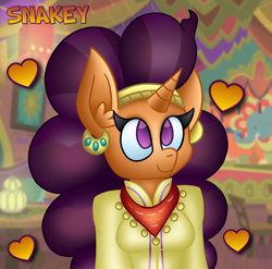 Size: 768x760 | Tagged: safe, artist:snakeythingy, character:saffron masala, species:anthro, episode:spice up your life, g4, my little pony: friendship is magic, female, heart, solo, the tasty treat