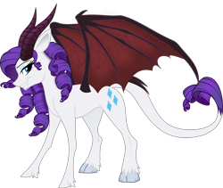 Size: 6000x5057 | Tagged: safe, artist:magister39, character:rarity, species:demon pony, species:pony, absurd resolution, bat wings, cloven hooves, demon, demon horns, female, horns, mare, simple background, solo, species swap, succubus, succubus pony, succupony, transparent background, wings