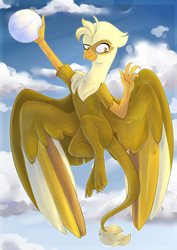 Size: 2150x3035 | Tagged: safe, artist:tigra0118, oc, species:griffon, male, male pov, my little pony, offscreen character, pov, sky, solo, sports, volleyball