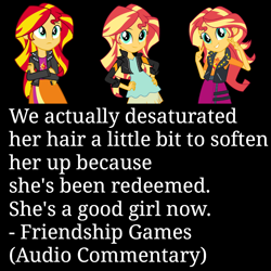 Size: 1080x1080 | Tagged: safe, artist:givralix, artist:sugar-loop, character:sunset shimmer, equestria girls:friendship games, equestria girls:rainbow rocks, g4, my little pony: equestria girls, my little pony:equestria girls, boots, clothing, comparison, crossed arms, double peace sign, female, geode of empathy, hand on hip, high heel boots, jacket, leaning, leather jacket, looking at you, peace sign, shoes, simple background, skirt, smiling, solo