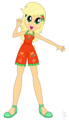 Size: 1350x2368 | Tagged: safe, artist:ilaria122, artist:pupkinbases, character:applejack, episode:i'm on a yacht, equestria girls:spring breakdown, g4, my little pony: equestria girls, my little pony:equestria girls, spoiler:eqg series (season 2), clothing, cruise outfit, female, freckles, geode of super strength, headband, magical geodes, open mouth, simple background, solo, transparent background, vector