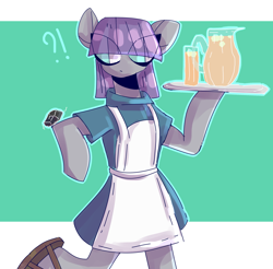 Size: 2544x2500 | Tagged: safe, artist:tigra0118, character:boulder, character:maud pie, cute, exclamation point, female, interrobang, juice, maudabetes, pitcher, question mark, semi-anthro, solo