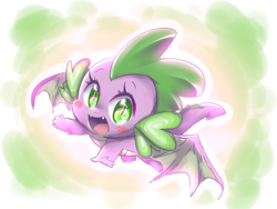 Size: 800x600 | Tagged: safe, artist:thegreatrouge, character:barb, character:spike, species:dragon, episode:molt down, g4, my little pony: friendship is magic, barbabetes, cute, dragoness, female, flying, rule 63, rule63betes, smiling, solo, winged barb, winged spike