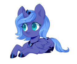 Size: 1728x1422 | Tagged: safe, artist:helemaranth, rcf community, character:princess luna, species:alicorn, species:pony, :<, female, filly, prone, simple background, solo, transparent background, woona, younger
