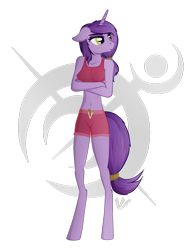 Size: 1280x1655 | Tagged: safe, artist:virenth, oc, oc only, oc:quelanna cali, species:anthro, species:pony, species:unicorn, clothing, female, pinup, simple background, solo, transparent background