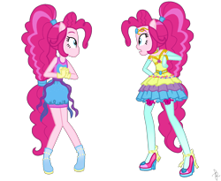 Size: 1600x1310 | Tagged: safe, artist:ilaria122, character:pinkie pie, equestria girls:forgotten friendship, equestria girls:rollercoaster of friendship, g4, my little pony: equestria girls, my little pony:equestria girls, alternate hairstyle, alternate universe, boots, bow, bracelet, clothing, dress, duality, element of laughter, evening gloves, geode of sugar bombs, gloves, guardian, guardians of harmony, high heel boots, high heels, jewelry, long gloves, ponied up, shoes, simple background, socks, super ponied up, tiara, transparent background