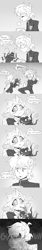 Size: 800x4800 | Tagged: safe, artist:thegreatrouge, character:ocellus, character:sandbar, species:anthro, black and white, comic, cute, disgusted, eating, food, grayscale, insect, monochrome, slurp, straw