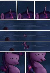 Size: 1920x2816 | Tagged: safe, artist:shieltar, part of a set, character:twilight sparkle, character:twilight sparkle (unicorn), species:pony, species:unicorn, comic:giant twilight, comic, cute, female, giant pony, giantess, growth, horn, macro, mare, part of a series, planet, pony bigger than a planet, pony bigger than a star, signature, solo, space, transformation, twiabetes