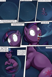 Size: 1920x2816 | Tagged: safe, artist:shieltar, part of a set, character:twilight sparkle, character:twilight sparkle (unicorn), species:pony, species:unicorn, comic:giant twilight, comic, cute, female, giant pony, giantess, glowing eyes, growth, macro, mare, narration, oort cloud, part of a series, pony bigger than a planet, pony bigger than a solar system, pony bigger than a star, signature, solo, space, twiabetes