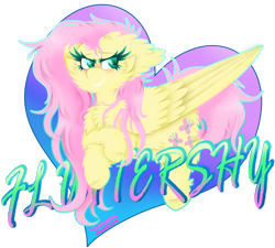 Size: 1024x920 | Tagged: safe, artist:vanillaswirl6, character:fluttershy, species:pony, anniversary art, female, floppy ears, fluffy, name, signature, simple background, solo, transparent background