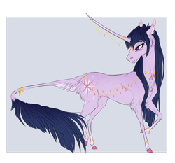 Size: 1280x1192 | Tagged: safe, artist:dementra369, character:twilight sparkle, character:twilight sparkle (unicorn), species:classical unicorn, species:pony, species:unicorn, alternate universe, bracelet, cloven hooves, colored hooves, ear piercing, female, horn jewelry, leonine tail, mare, peytral, piercing, raised hoof, realistic anatomy, realistic horse legs, solo, unshorn fetlocks