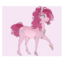 Size: 1280x1192 | Tagged: safe, artist:dementra369, character:pinkie pie, species:earth pony, species:pony, alternate universe, female, horse, mare, raised hoof, solo, wristband