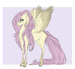 Size: 1280x1192 | Tagged: safe, artist:dementra369, character:fluttershy, species:pegasus, species:pony, alternate universe, female, mare, messy mane, missing cutie mark, scar, solo, spread wings, wings