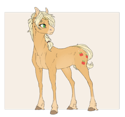 Size: 1280x1192 | Tagged: safe, artist:dementra369, character:applejack, species:earth pony, species:pony, alternate universe, female, hair tie, hoers, mare, realistic anatomy, realistic horse legs, short tail, solo, unshorn fetlocks