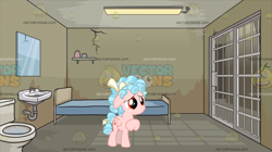 Size: 1513x845 | Tagged: safe, artist:digimonlover101, artist:jawsandgumballfan24, edit, character:cozy glow, species:pegasus, species:pony, bed, cozybuse, female, filly, foal, jail, jail cell, mirror, obtrusive watermark, sad, sink, solo, toilet, watermark