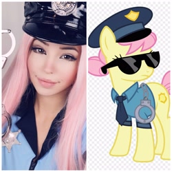 Size: 3464x3464 | Tagged: safe, artist:blah23z, character:fluttershy, species:human, alternate cutie mark, belle delphine, female, irl, irl human, photo, police, police officer, police pony, police uniform