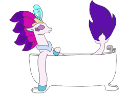 Size: 2048x1536 | Tagged: safe, artist:supahdonarudo, character:queen novo, species:pony, species:seapony (g4), my little pony: the movie (2017), bathtub, claw foot bathtub, relaxing, simple background, transparent background