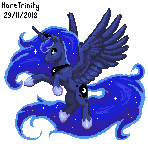 Size: 148x144 | Tagged: safe, artist:haretrinity, character:princess luna, species:alicorn, species:pony, female, mare, pixel art, simple background, smiling, solo, transparent background