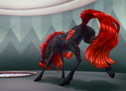 Size: 1280x922 | Tagged: safe, artist:dementra369, oc, oc only, oc:obsidian blossom, species:crystal pony, species:pony, female, hoers, mare, plot, red and black oc, solo, ych result