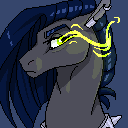 Size: 128x128 | Tagged: safe, artist:dementra369, oc, oc only, oc:ruby drop, species:pegasus, species:pony, bust, collar, female, glowing eyes, mare, pixel art, portrait, solo, spiked collar