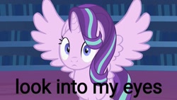 Size: 1280x720 | Tagged: safe, artist:forgalorga, edit, character:starlight glimmer, species:alicorn, species:pony, alicornified, female, ghost rider, looking at you, mare, race swap, solo, spread wings, staring into your soul, starlicorn, text, text edit, wings, xk-class end-of-the-world scenario, youtube link
