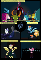 Size: 4750x7000 | Tagged: safe, alternate version, artist:chedx, character:applejack, character:fluttershy, character:pinkie pie, character:prince rutherford, character:princess ember, character:queen novo, character:rainbow dash, character:rarity, character:tempest shadow, character:thorax, character:twilight sparkle, comic:the storm kingdom, my little pony: the movie (2017), absurd resolution, adventure, alternate hairstyle, alternate timeline, alternate universe, black paw, bodysuit, comic, command 6, crystal of light, fantasy, general tempest shadow, mane six, my little pony, the bad guy wins