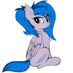 Size: 1200x1200 | Tagged: safe, artist:twiren, oc, oc only, oc:rennie, species:pegasus, species:pony, 2019 community collab, derpibooru community collaboration, female, looking back, mare, plot, simple background, sitting, solo, tongue out, transparent background