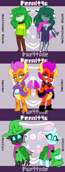 Size: 800x2100 | Tagged: safe, artist:thegreatrouge, character:ocellus, character:smolder, character:wallflower blush, g4, my little pony: equestria girls, my little pony:equestria girls, crossover, deltarune, kris, pre changedling ocellus, ralsei, susie (deltarune), the ?&!! squad