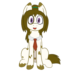 Size: 1000x1000 | Tagged: safe, artist:scraggleman, oc, oc only, oc:caramel macchiato, species:earth pony, species:pony, 2019 community collab, derpibooru community collaboration, female, mare, necktie, pinto, simple background, sitting, solo, transparent background