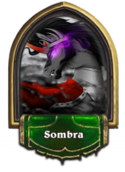 Size: 400x550 | Tagged: safe, artist:dementra369, character:king sombra, cape, clothing, crown, epic, fangs, hearthstone, hearthstone hero, jewelry, male, profile, regalia, solo, trading card game, warcraft