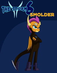 Size: 2000x2550 | Tagged: safe, alternate version, artist:chedx, character:smolder, species:dragon, comic:the storm kingdom, my little pony: the movie (2017), adventure, alternate hairstyle, alternate timeline, alternate universe, bodysuit, comic, crystal of light, elite, fantasy, female, the bad guy wins, the storm 6, the storm six