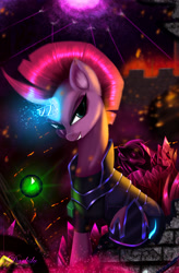 Size: 3360x5120 | Tagged: safe, artist:darksly, character:tempest shadow, species:pony, species:unicorn, my little pony: the movie (2017), armor, broken horn, commission, female, horn, magic, mare, orb, reward, solo