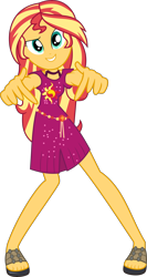 Size: 3922x7379 | Tagged: safe, artist:digimonlover101, artist:sugar-loop, character:sunset shimmer, episode:i'm on a yacht, g4, my little pony: equestria girls, my little pony:equestria girls, spoiler:eqg series (season 2), cutie mark on clothes, dancing, feet, female, geode of empathy, looking at you, magical geodes, sandals, simple background, smiling, solo, swag, transparent background, vector