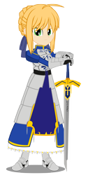 Size: 3193x6351 | Tagged: safe, artist:trungtranhaitrung, my little pony:equestria girls, armor, armor skirt, artoria pendragon, clothing, crossover, equestria girls-ified, excalibur, fate/grand order, fate/stay night, saber, skirt, weapon