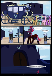 Size: 4750x7000 | Tagged: safe, alternate version, artist:chedx, character:tempest shadow, comic:the storm kingdom, my little pony: the movie (2017), absurd resolution, alternate hairstyle, alternate timeline, alternate universe, bad end, canterlot, castle, comic, gag, general tempest shadow, harness, muzzle gag, slave, slavery, tack, the bad guy wins