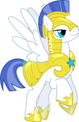 Size: 6000x9191 | Tagged: safe, artist:chainchomp2, species:pegasus, species:pony, episode:sonic rainboom, g4, my little pony: friendship is magic, absurd resolution, armor, flying, helmet, hoof shoes, lidded eyes, pegasus royal guard, royal guard, royal guard armor, simple background, smiling, spread wings, transparent background, vector, wings