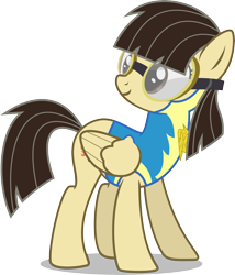 Size: 6000x6998 | Tagged: safe, alternate version, artist:chainchomp2, character:wild fire, species:pegasus, species:pony, episode:wonderbolts academy, absurd resolution, clothing, female, goggles, lead pony badge, mare, simple background, solo, transparent background, uniform, vector, wonderbolt trainee uniform