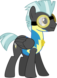 Size: 4417x6000 | Tagged: safe, artist:chainchomp2, character:thunderlane, species:pegasus, species:pony, episode:wonderbolts academy, absurd resolution, clothing, goggles, lead pony badge, male, simple background, solo, stallion, transparent background, uniform, vector, wonderbolt trainee uniform
