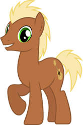 Size: 1280x1939 | Tagged: safe, artist:chainchomp2, character:meadow song, species:earth pony, species:pony, background pony, male, raised hoof, simple background, smiling, solo, stallion, transparent background, vector