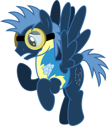 Size: 5157x6000 | Tagged: safe, artist:chainchomp2, character:star hunter, species:pegasus, species:pony, episode:wonderbolts academy, absurd resolution, background pony, clothing, flying, goggles, male, simple background, solo, stallion, transparent background, uniform, vector, wingpony badge, wonderbolt trainee uniform, worried