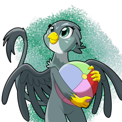 Size: 5000x5000 | Tagged: safe, artist:chedx, character:gabby, species:griffon, absurd resolution, ball, beach ball, cute, fanart, female, gabbybetes, simple background, solo, transparent background