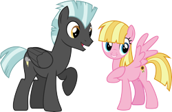 Size: 10702x7000 | Tagged: safe, artist:chainchomp2, character:meadow flower, character:thunderlane, species:pegasus, species:pony, episode:wonderbolts academy, absurd resolution, background pony, duo, female, male, mare, raised hoof, simple background, stallion, transparent background, vector