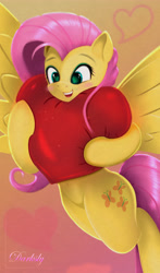 Size: 3464x5911 | Tagged: safe, artist:darksly, edit, character:fluttershy, species:pegasus, species:pony, episode:hearts and hooves day, g4, my little pony: friendship is magic, absurd resolution, blushing, cropped, cute, female, heart, holiday, mare, open mouth, shyabetes, solo, valentine's day