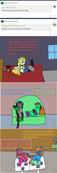 Size: 1203x3627 | Tagged: safe, artist:ask-luciavampire, oc, species:bat pony, species:earth pony, species:pegasus, species:pony, species:unicorn, ask, dance dance revolution, game, tumblr, tumblr:ask-the-pony-gamers