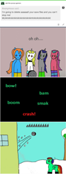 Size: 1068x2767 | Tagged: safe, artist:ask-luciavampire, oc, species:bat pony, species:earth pony, species:pegasus, species:pony, species:unicorn, 1000 hours in ms paint, ask, game, tumblr, tumblr:ask-the-pony-gamers