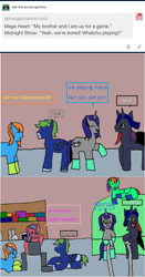 Size: 1068x2036 | Tagged: safe, artist:ask-luciavampire, oc, species:earth pony, species:pegasus, species:pony, species:unicorn, 1000 hours in ms paint, ask, game, tumblr, tumblr:ask-the-pony-gamers