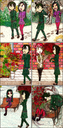 Size: 1142x2314 | Tagged: safe, artist:meiyeezhu, character:aria blaze, character:roseluck, oc, oc:rónán o'brien, species:human, old master q, abuse, alternate hairstyle, anime, annoying, ariabuse, assault, belt, bench, boots, bouquet, breakup, brick wall, clothing, comic, complaining, disappointed, eyeshadow, flower, flower shop, footprints, grin, hitting, holiday, humanized, makeup, money, nagging, pants, parody, pleated skirt, revenge, rose, sad, shoes, skirt, skirt lift, smiling, snow, socks, stockings, thigh highs, trenchcoat, unexpected, upset, upskirt, valentine's day, vest, wallet, winter, yelling