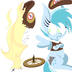 Size: 1000x1000 | Tagged: safe, artist:dragonpone, derpibooru original, character:rainy day, species:pegasus, species:pony, episode:on the road to friendship, ash, clothing, crossed arms, dead, disintegration, female, fire, flame geyser, hat, implied appointed rounds, incineration, lineless, mailmare, mailmare hat, mailpony, mailpony uniform, mare, open mouth, simple background, sitting, solo, spread wings, surprised, transparent background, uniform, wagon wheel, wings