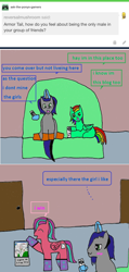 Size: 1022x2143 | Tagged: safe, artist:ask-luciavampire, oc, species:pegasus, species:pony, species:unicorn, 1000 hours in ms paint, ask, game, tumblr, tumblr:ask-the-pony-gamers